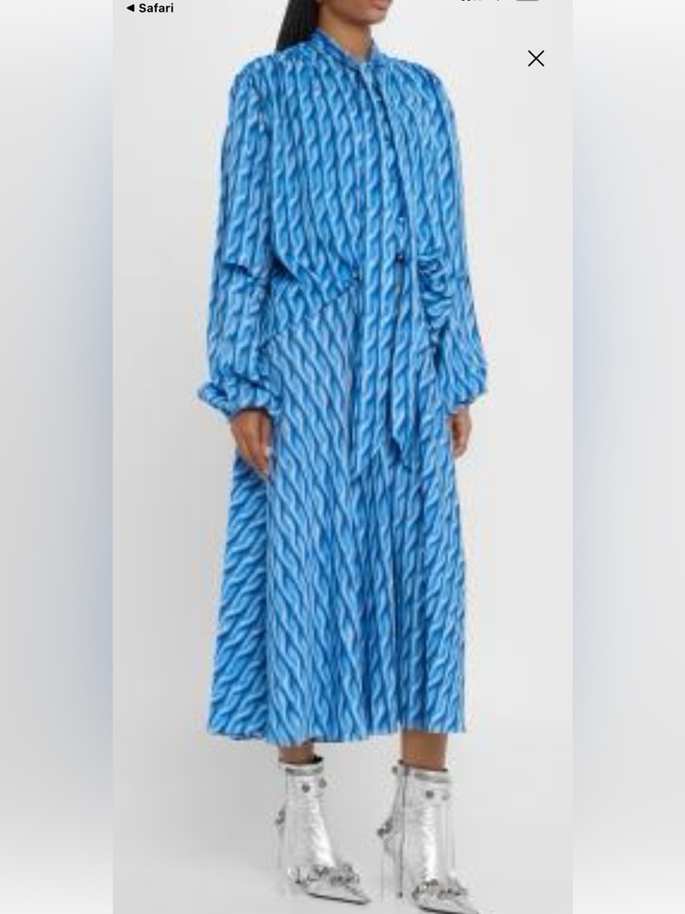 Balenciaga Blue Wave-Print Maxi Dress